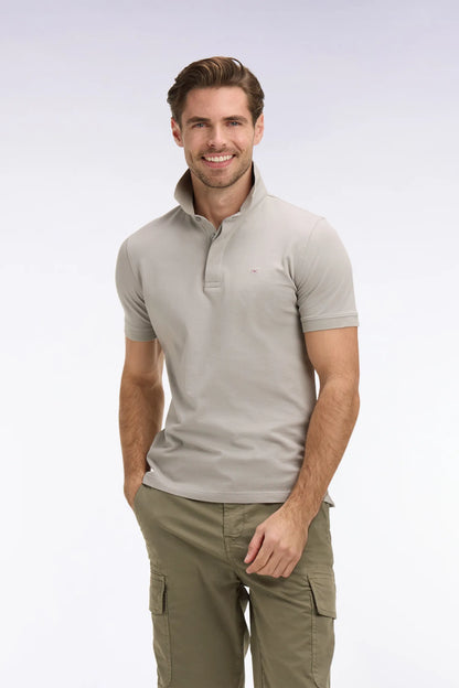 Eden Park 0 Men Slim Fit Grey Cotton Short-Sleeved Polo Shirt SKU: E26MAIPC0005_GRM5 Image 01