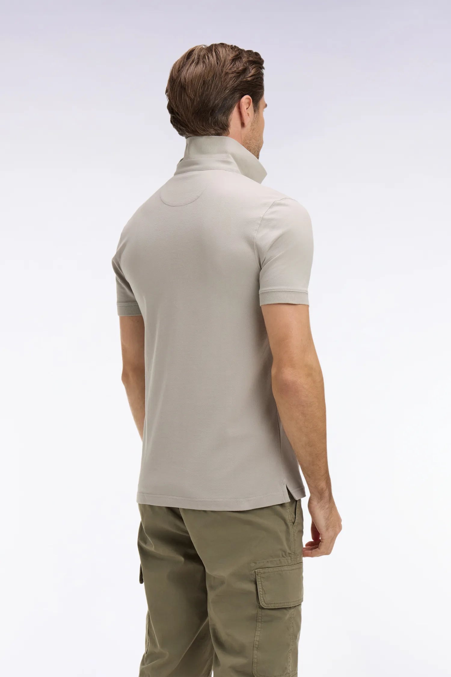 Eden Park 0 Men Slim Fit Grey Cotton Short-Sleeved Polo Shirt SKU: E26MAIPC0005_GRM5 Image 04