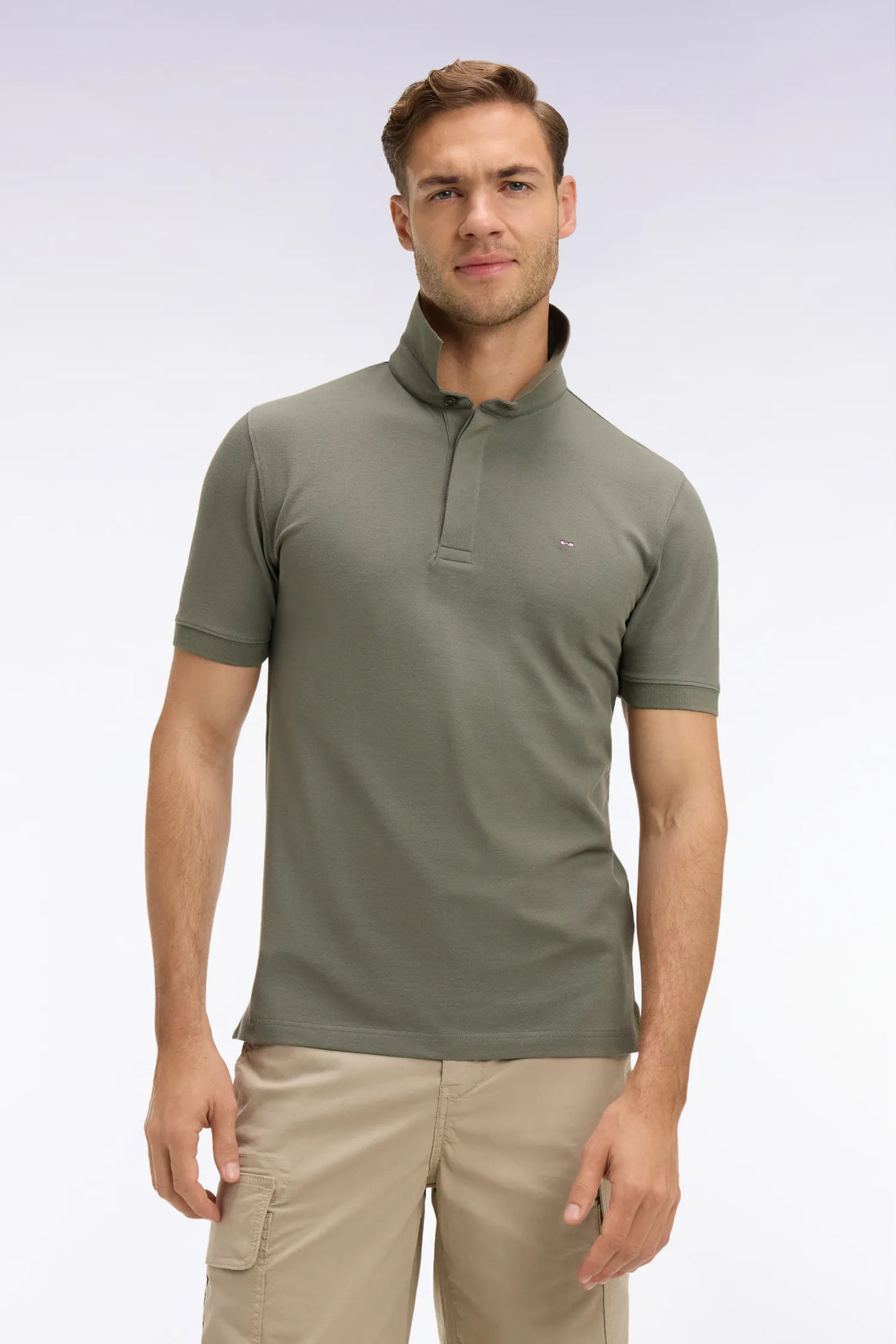 Eden Park 0 Men Short-Sleeved Khaki Cotton Polo Shirt SKU: E26MAIPC0005_KAF8 Image 01