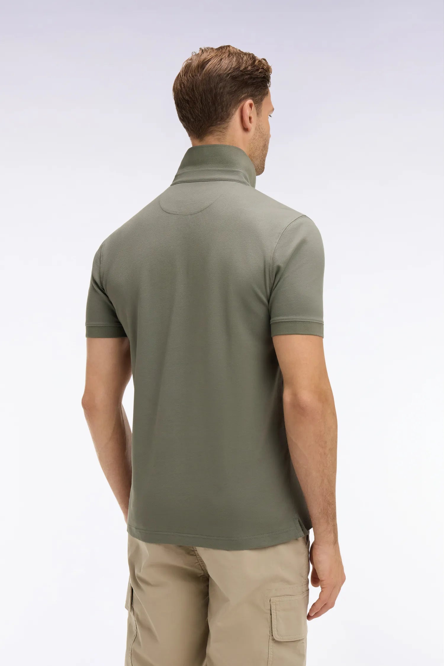 Eden Park 0 Men Short-Sleeved Khaki Cotton Polo Shirt SKU: E26MAIPC0005_KAF8 Image 04