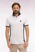 Eden Park White Men Slim Cut Short-Sleeved Polo Shirt in White Cotton and Navy Cutouts SKU: E26MAIPC0012_BC Image 01