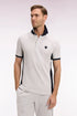 Eden Park Light Gray Men Slim Cut Short-Sleeved Polo Shirt in Light Gray Cotton and Navy Cutouts SKU: E26MAIPC0012_GRC7 Image 01