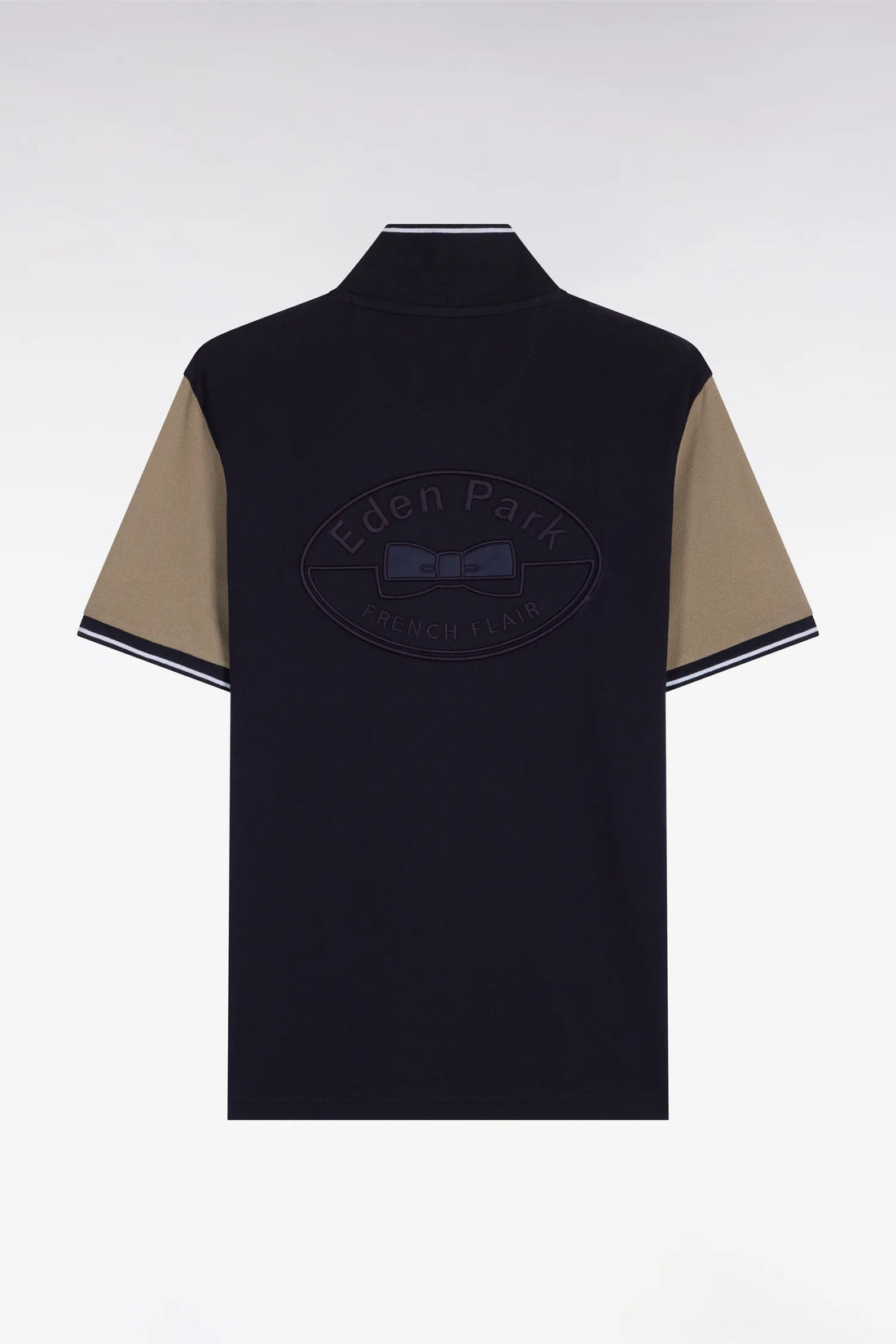 Eden Park Khaki Men Short-Sleeved Polo Shirt in Navy and Khaki Cotton SKU: E26MAIPC0014_BEF3 Image 02