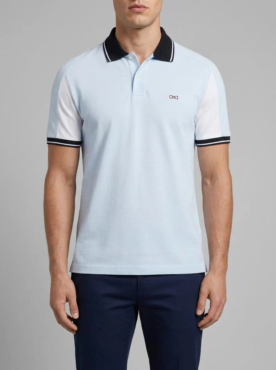 Eden Park 0 Men Short-Sleeved Polo Shirt in Sky Blue Embroidered Cotton SKU: E26MAIPC0021_BLC25 Image 00