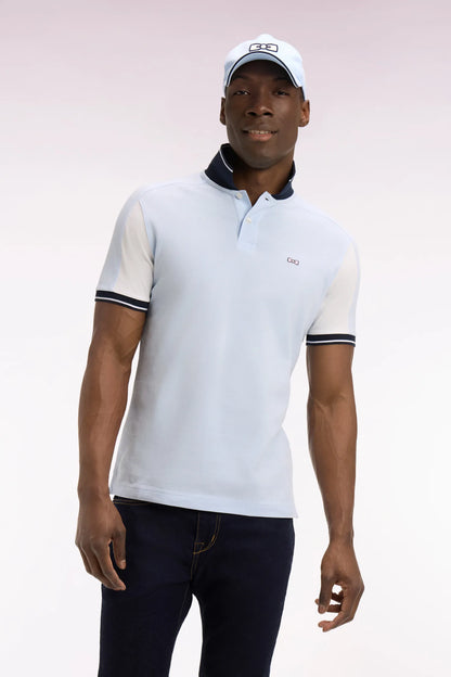 Eden Park 0 Men Short-Sleeved Polo Shirt in Sky Blue Embroidered Cotton SKU: E26MAIPC0021_BLC25 Image 01