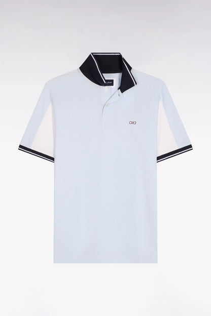 Eden Park 0 Men Short-Sleeved Polo Shirt in Sky Blue Embroidered Cotton SKU: E26MAIPC0021_BLC25 Image 05