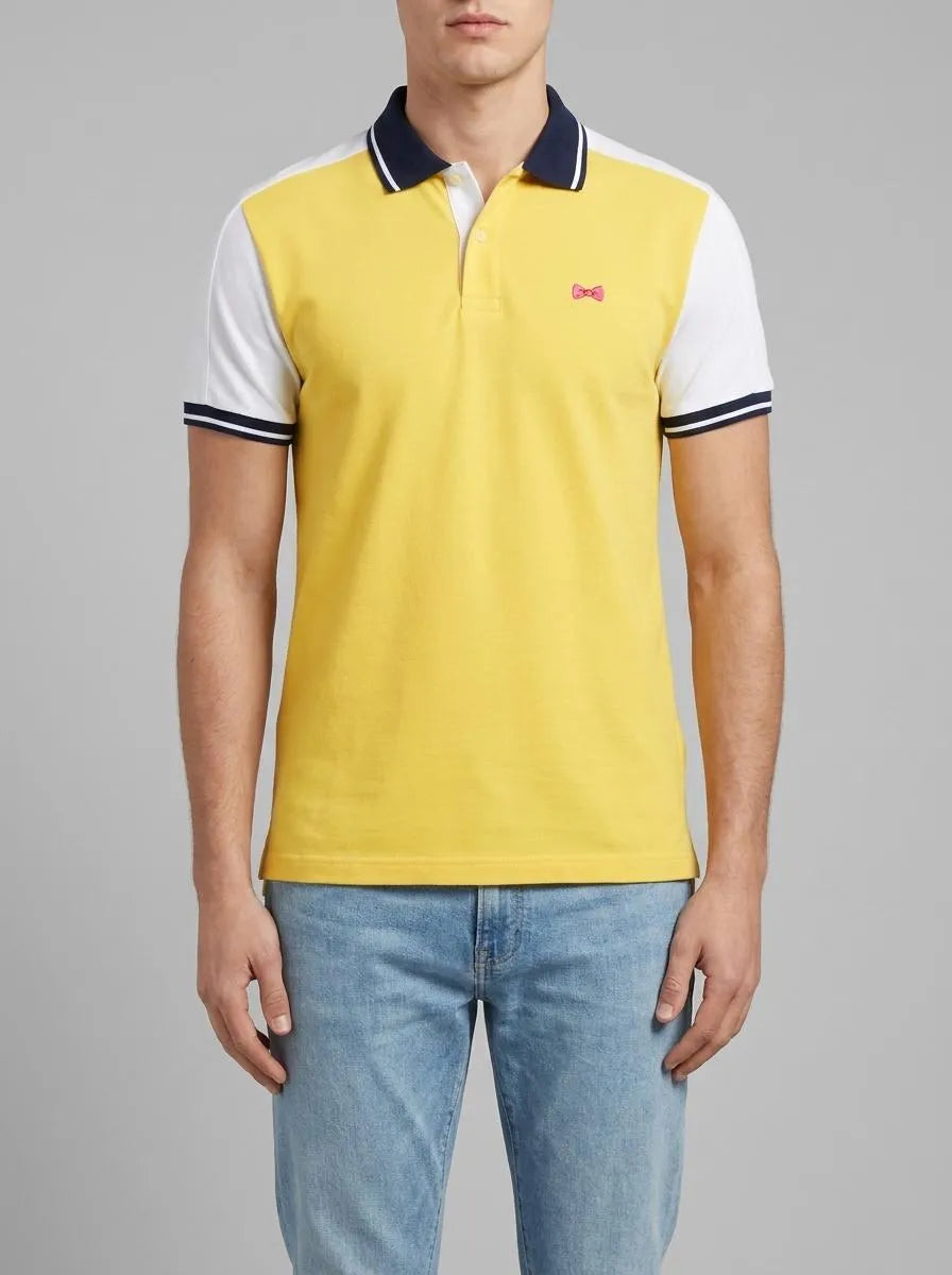 Eden Park 0 Men Light Yellow Embroidered Short-Sleeved Cotton Polo Shirt SKU: E26MAIPC0021_JAC16 Image 00