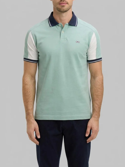 Eden Park 0 Men Short-Sleeved Polo Shirt in Light Green Cotton with Embroidery SKU: E26MAIPC0021_VEM39 Image 00