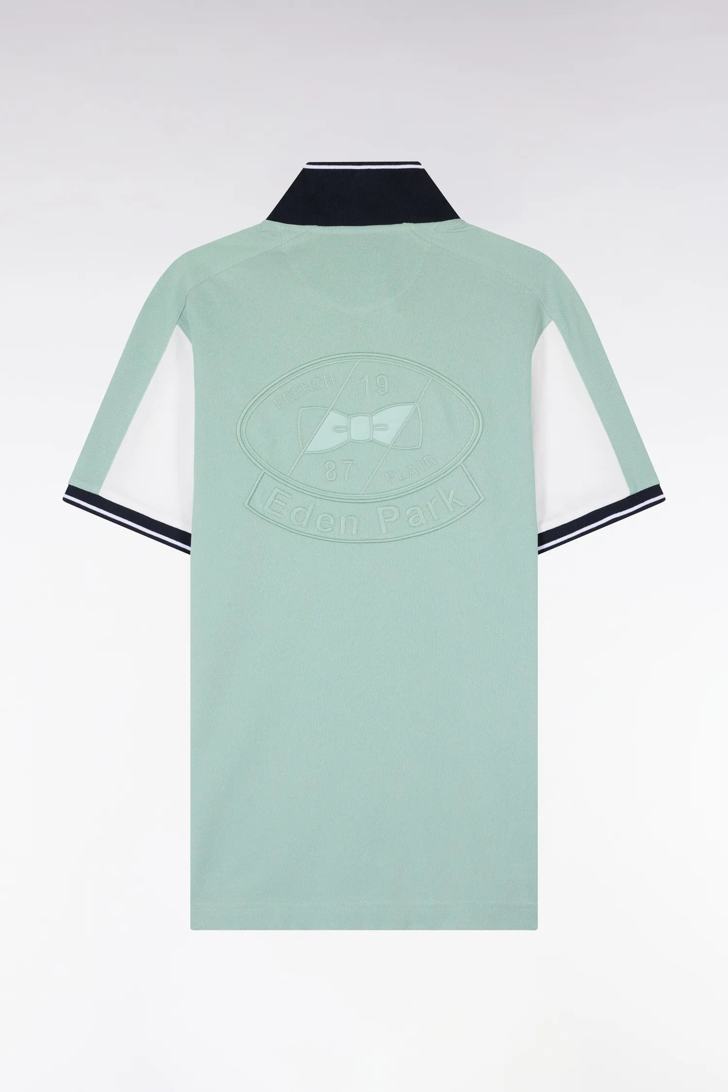 Eden Park 0 Men Short-Sleeved Polo Shirt in Light Green Cotton with Embroidery SKU: E26MAIPC0021_VEM39 Image 05