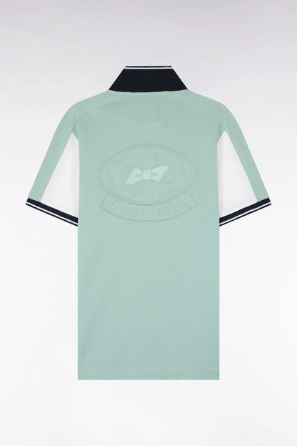 Eden Park 0 Men Short-Sleeved Polo Shirt in Light Green Cotton with Embroidery SKU: E26MAIPC0021_VEM39 Image 05
