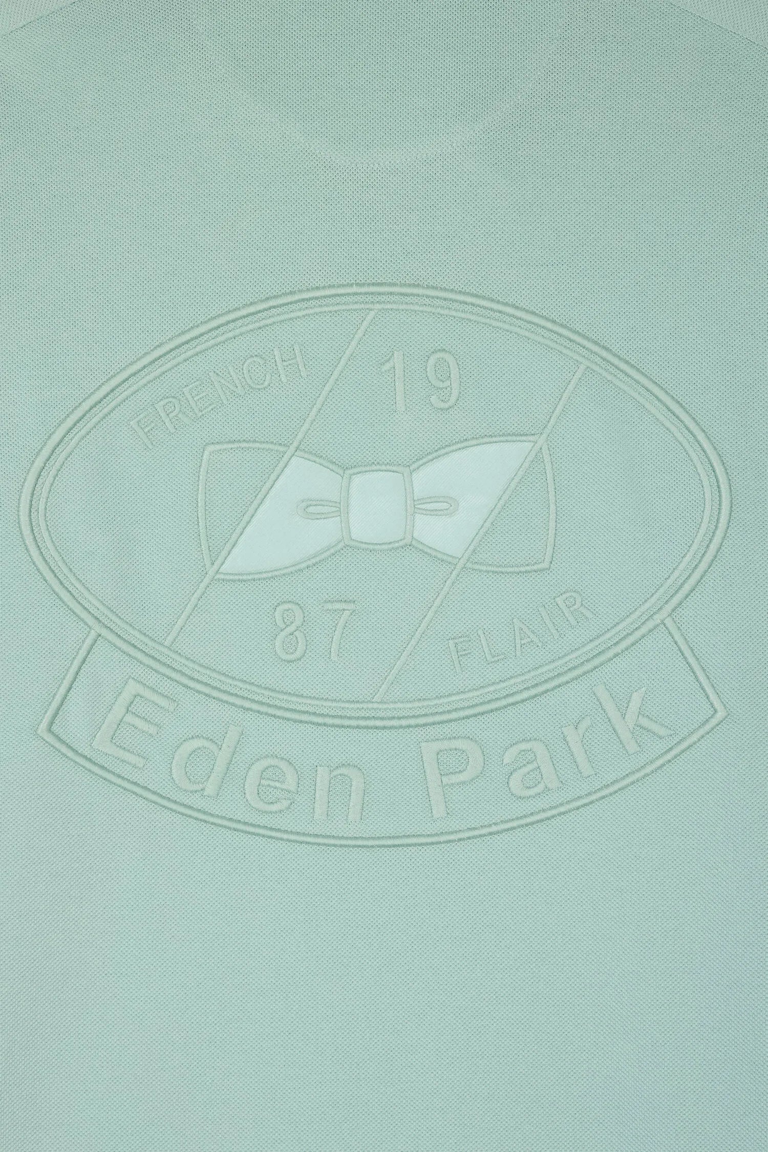 Eden Park 0 Men Short-Sleeved Polo Shirt in Light Green Cotton with Embroidery SKU: E26MAIPC0021_VEM39 Image 06