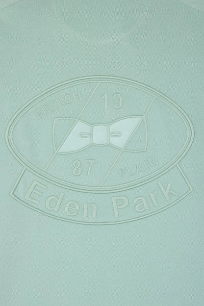 Eden Park 0 Men Short-Sleeved Polo Shirt in Light Green Cotton with Embroidery SKU: E26MAIPC0021_VEM39 Image 06