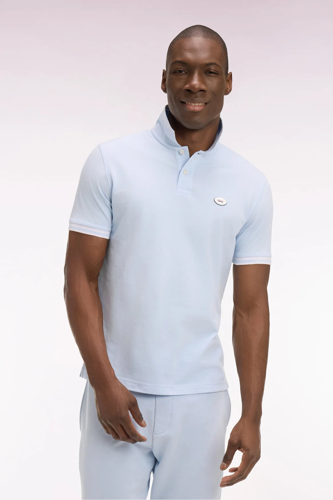 Eden Park 0 Men Short-Sleeved Polo Shirt in Sky Blue Cotton SKU: E26MAIPC0028_BLC25 Image 01