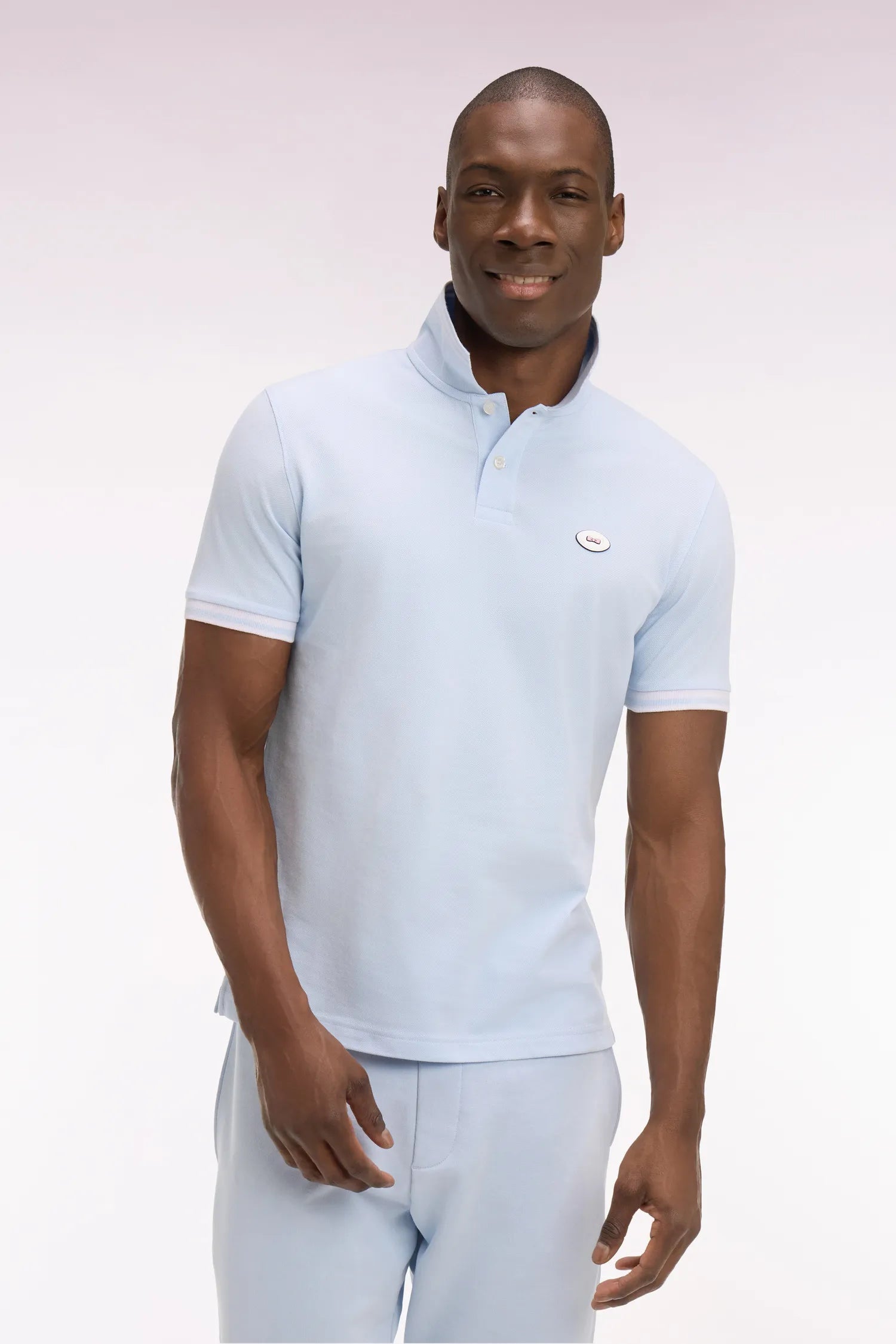 Eden Park 0 Men Short-Sleeved Polo Shirt in Sky Blue Cotton SKU: E26MAIPC0028_BLC25 Image 01