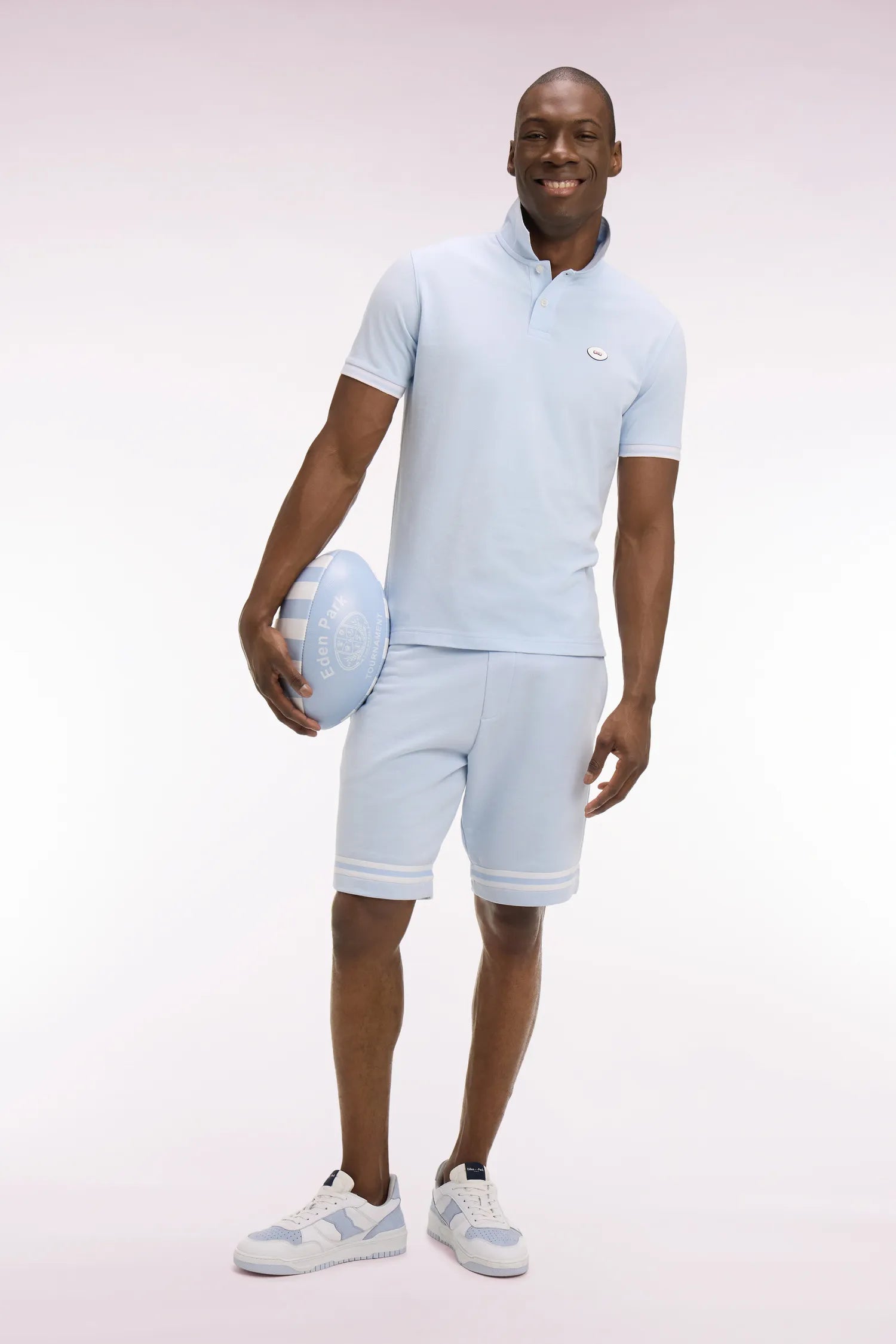 Eden Park 0 Men Short-Sleeved Polo Shirt in Sky Blue Cotton SKU: E26MAIPC0028_BLC25 Image 02
