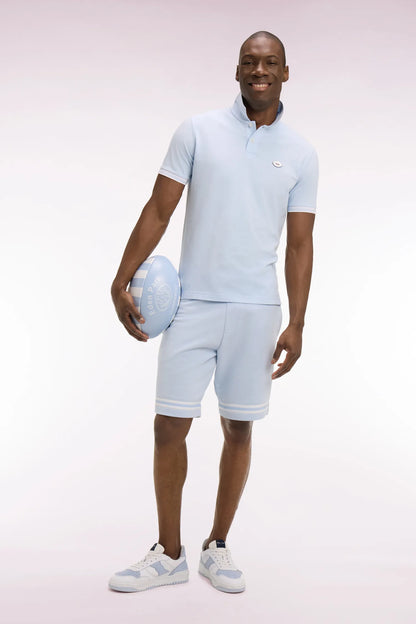 Eden Park 0 Men Short-Sleeved Polo Shirt in Sky Blue Cotton SKU: E26MAIPC0028_BLC25 Image 02