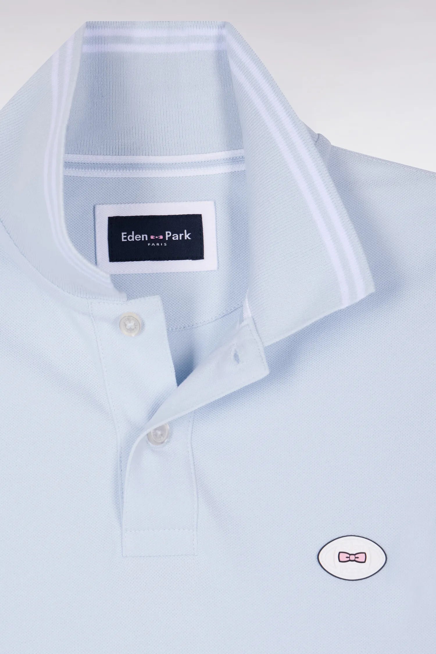 Eden Park 0 Men Short-Sleeved Polo Shirt in Sky Blue Cotton SKU: E26MAIPC0028_BLC25 Image 06