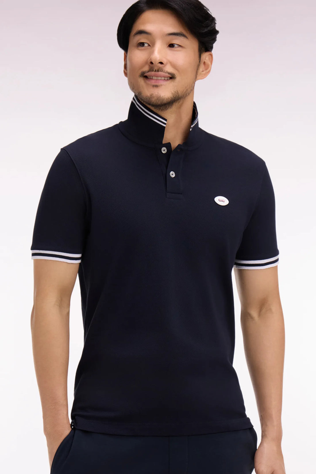 Eden Park 0 Men Short-Sleeved Polo Shirt in Navy Cotton SKU: E26MAIPC0028_BLF Image 02