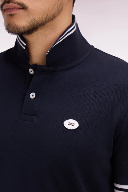 Eden Park 0 Men Short-Sleeved Polo Shirt in Navy Cotton SKU: E26MAIPC0028_BLF Image 03