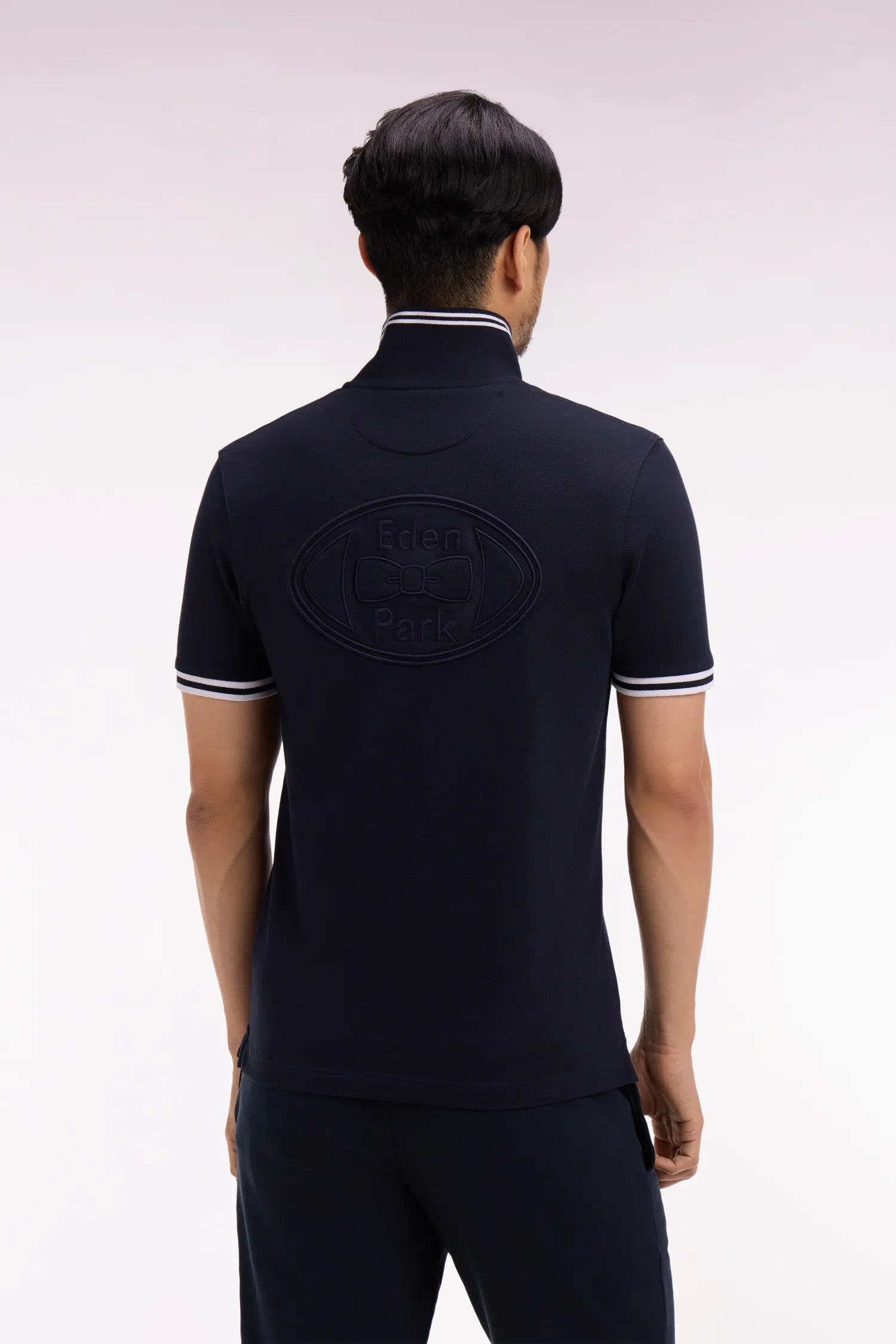 Eden Park 0 Men Short-Sleeved Polo Shirt in Navy Cotton SKU: E26MAIPC0028_BLF Image 04