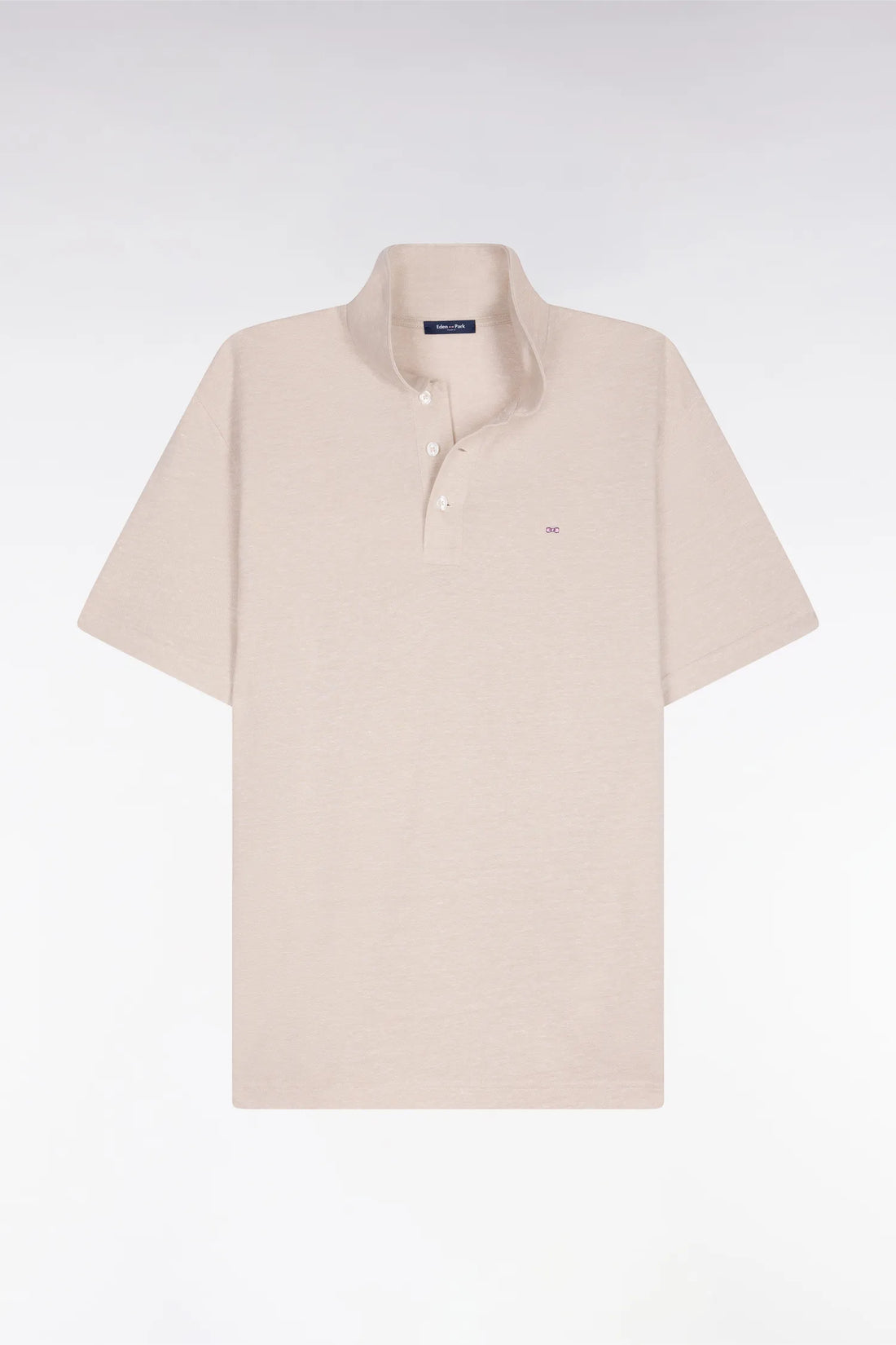 Eden Park Ecru Men Short-Sleeved Regular Fit Polo Shirt in Ecru Oxford SKU: E26MAIPC0031_BEC18 Image 02