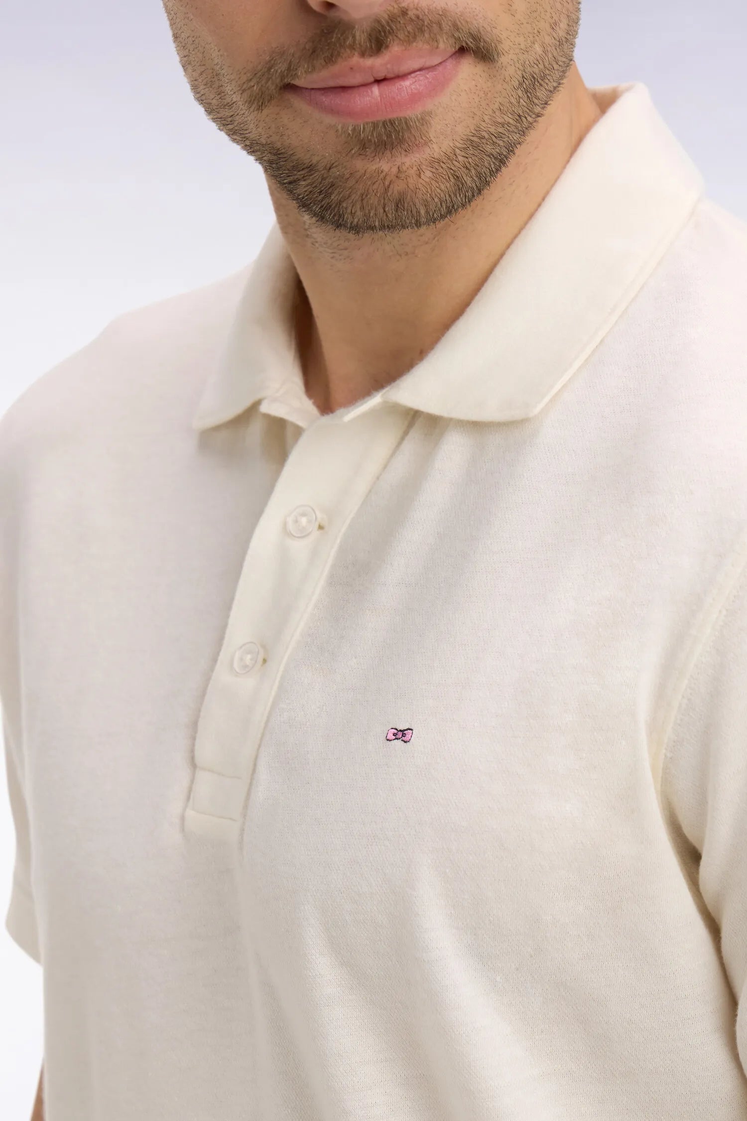 Eden Park Ivory Men Ivory Oxford Short-Sleeved Regular Fit Polo Shirt SKU: E26MAIPC0031_ECC4 Image 04