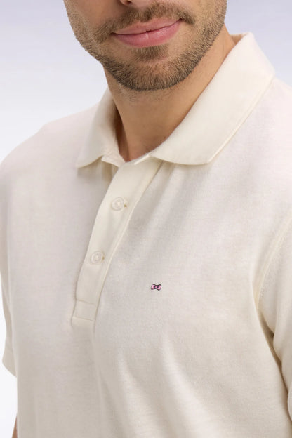 Eden Park Ivory Men Ivory Oxford Short-Sleeved Regular Fit Polo Shirt SKU: E26MAIPC0031_ECC4 Image 04