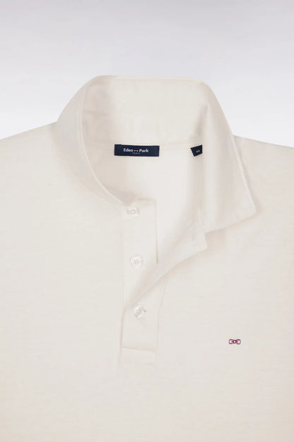 Eden Park Ivory Men Ivory Oxford Short-Sleeved Regular Fit Polo Shirt SKU: E26MAIPC0031_ECC4 Image 06