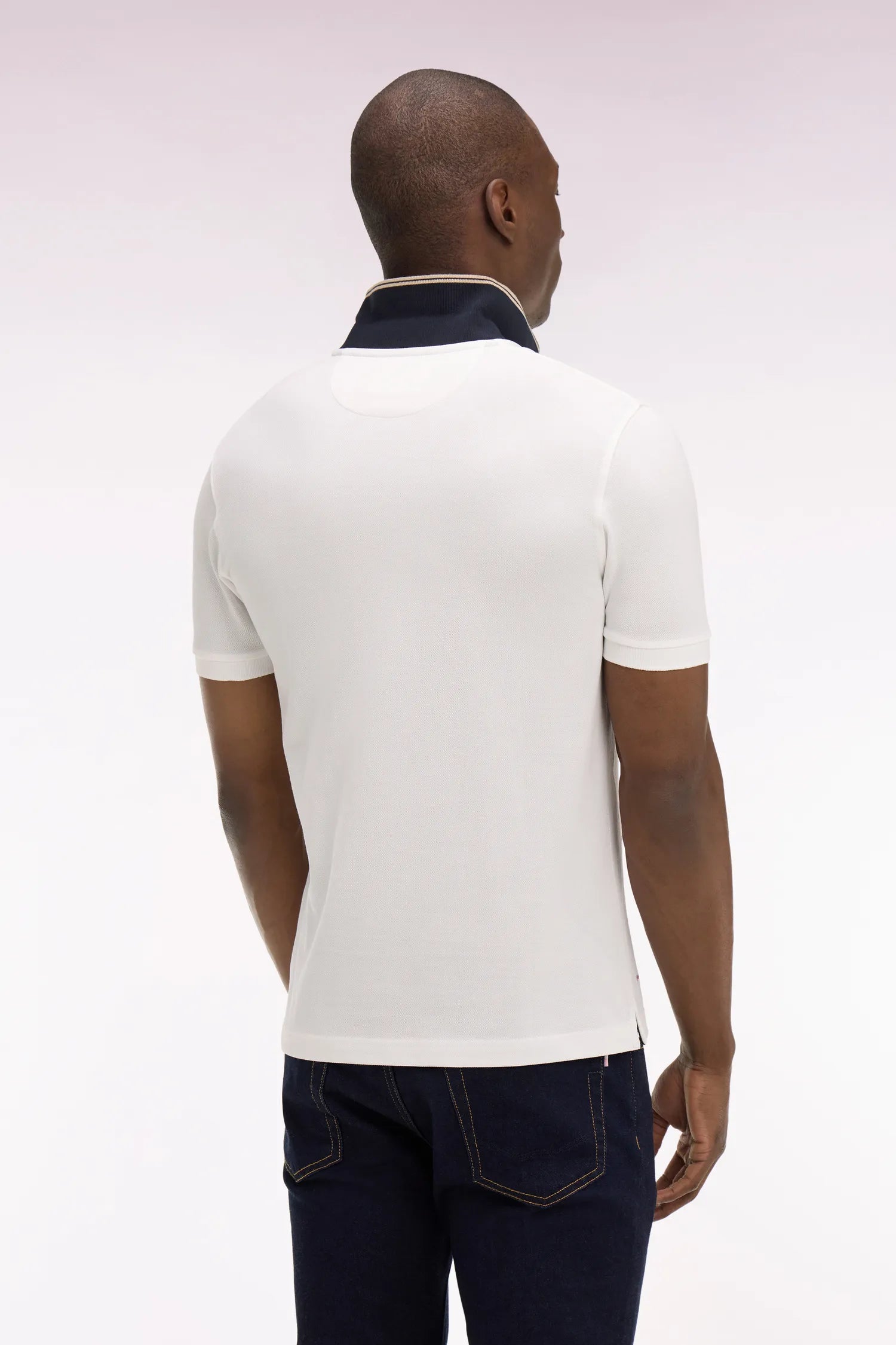 Eden Park 0 Men Short-Sleeved Polo Shirt in Ecru Cotton PiquŽ with Ep Logo SKU: E26MAIPC0040_BEC15 Image 04