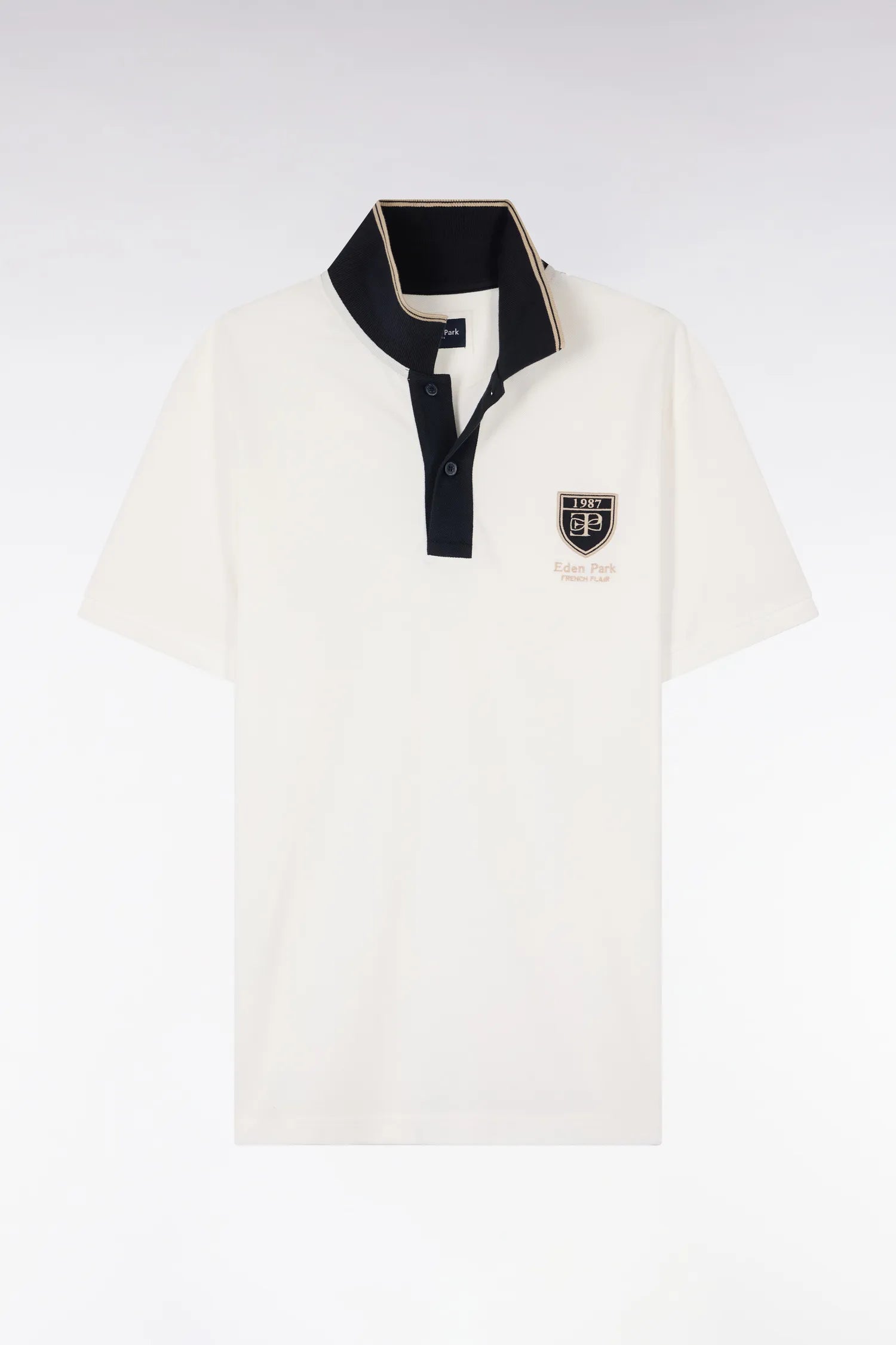 Eden Park 0 Men Short-Sleeved Polo Shirt in Ecru Cotton PiquŽ with Ep Logo SKU: E26MAIPC0040_BEC15 Image 05