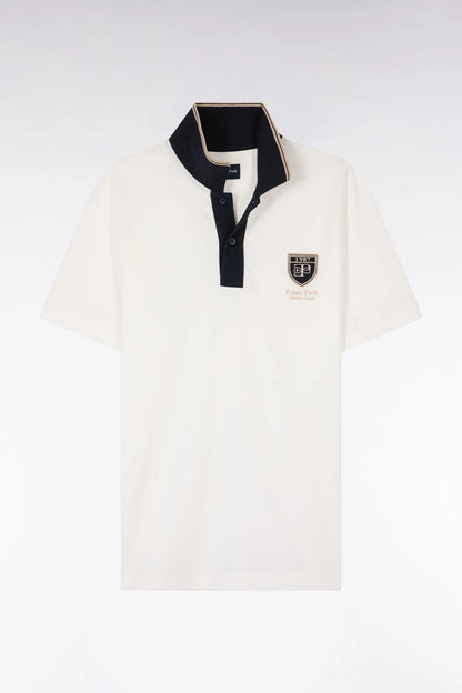 Eden Park 0 Men Short-Sleeved Polo Shirt in Ecru Cotton PiquŽ with Ep Logo SKU: E26MAIPC0040_BEC15 Image 05