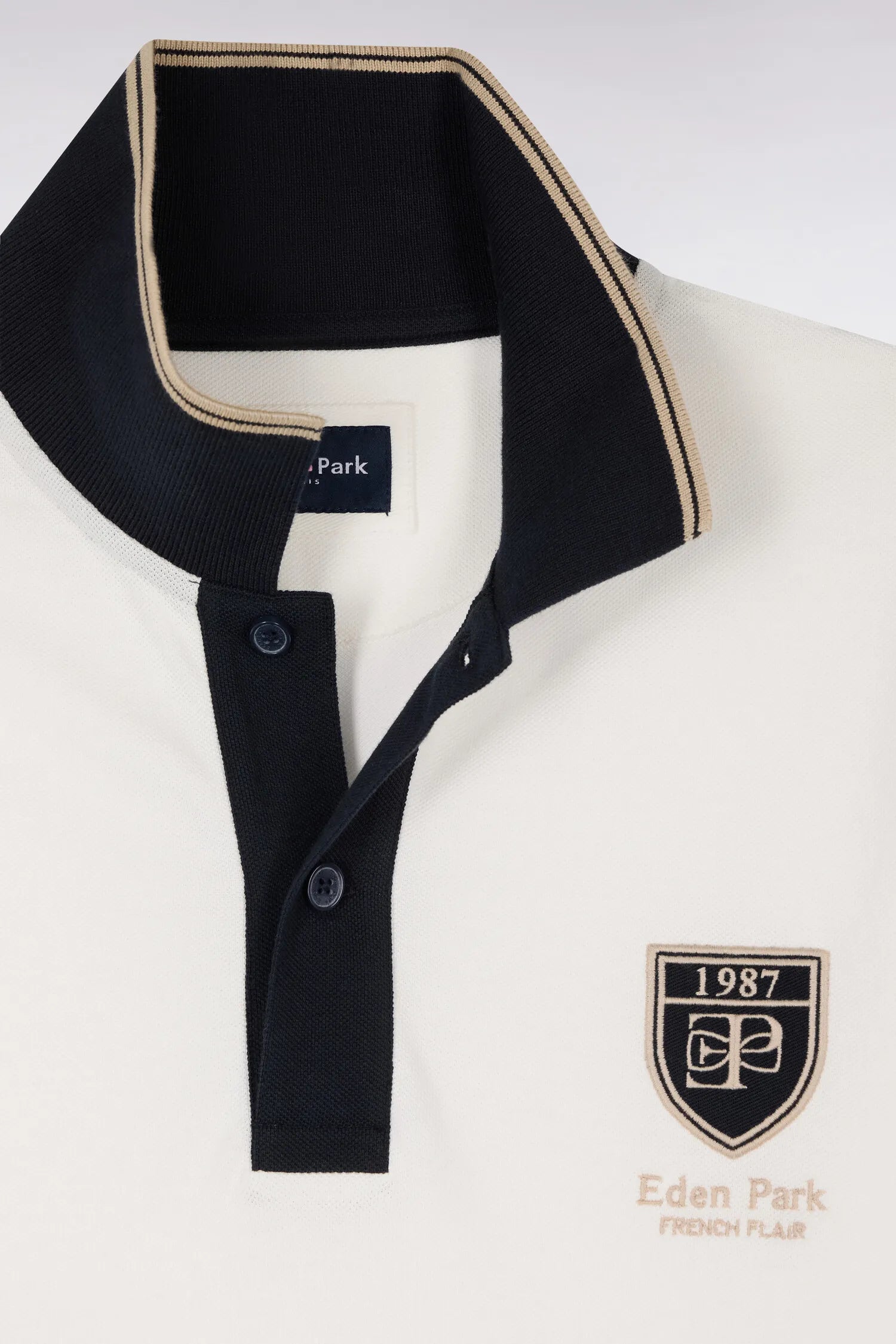 Eden Park 0 Men Short-Sleeved Polo Shirt in Ecru Cotton PiquŽ with Ep Logo SKU: E26MAIPC0040_BEC15 Image 06