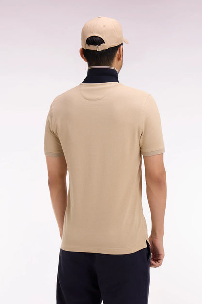 Eden Park 0 Men Short-Sleeved Polo Shirt in Beige Cotton PiquŽ with Ep Logo SKU: E26MAIPC0040_BEC21 Image 04