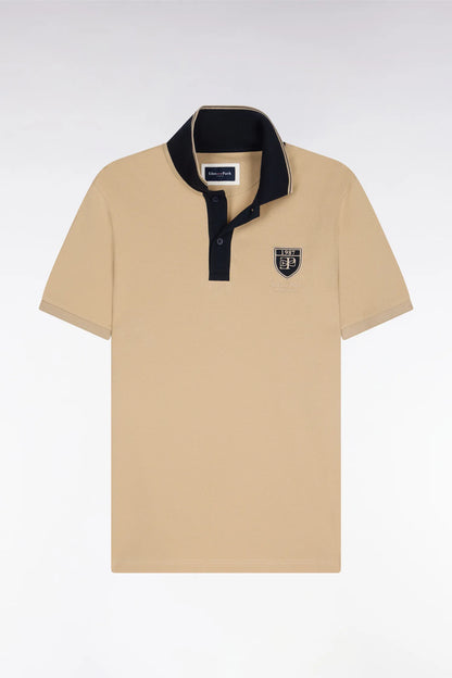 Eden Park 0 Men Short-Sleeved Polo Shirt in Beige Cotton PiquŽ with Ep Logo SKU: E26MAIPC0040_BEC21 Image 05
