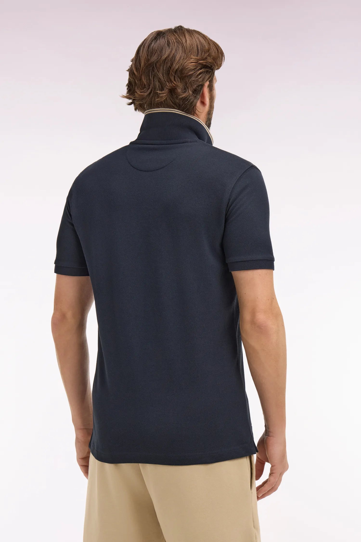 Eden Park 0 Men Short-Sleeved Polo Shirt in Navy Cotton PiquŽ with Ep Logo SKU: E26MAIPC0040_BLF Image 04