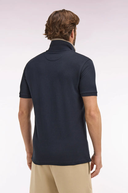 Eden Park 0 Men Short-Sleeved Polo Shirt in Navy Cotton PiquŽ with Ep Logo SKU: E26MAIPC0040_BLF Image 04