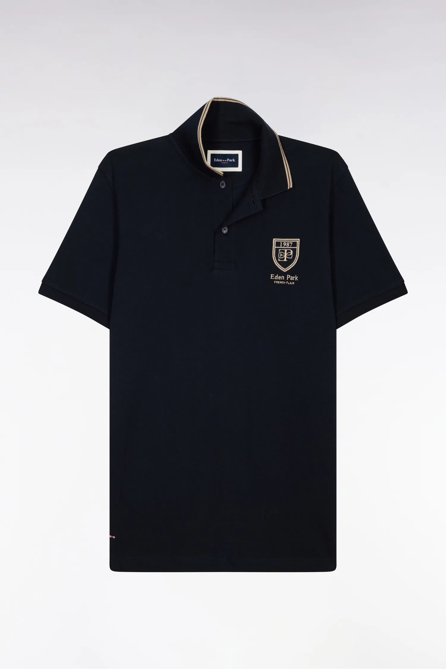 Eden Park 0 Men Short-Sleeved Polo Shirt in Navy Cotton PiquŽ with Ep Logo SKU: E26MAIPC0040_BLF Image 05