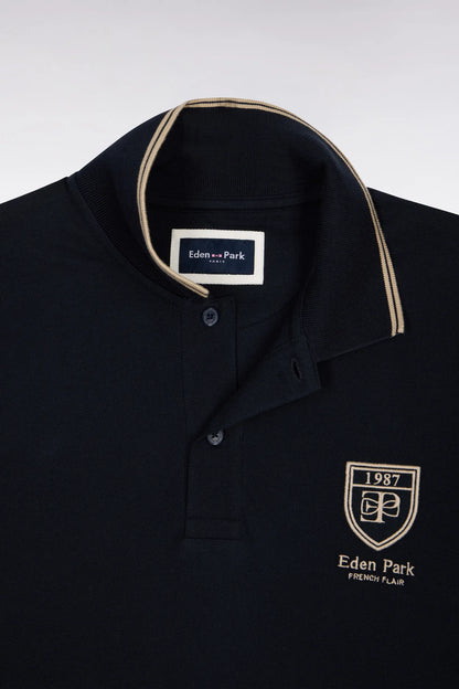 Eden Park 0 Men Short-Sleeved Polo Shirt in Navy Cotton PiquŽ with Ep Logo SKU: E26MAIPC0040_BLF Image 06