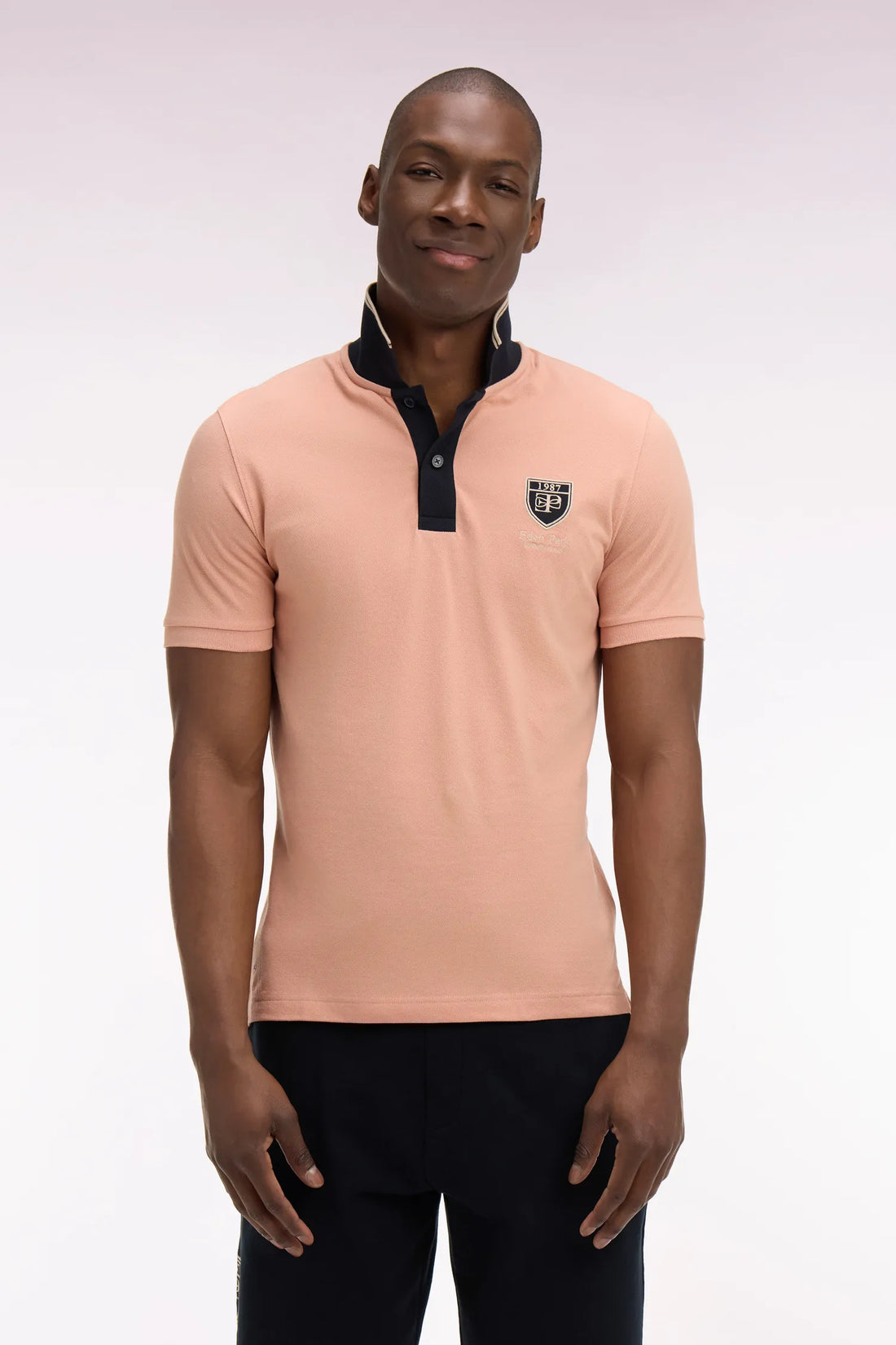 Eden Park 0 Men Short-Sleeved Polo Shirt in Salmon Cotton PiquŽ with Ep Logo SKU: E26MAIPC0040_MAM35 Image 01