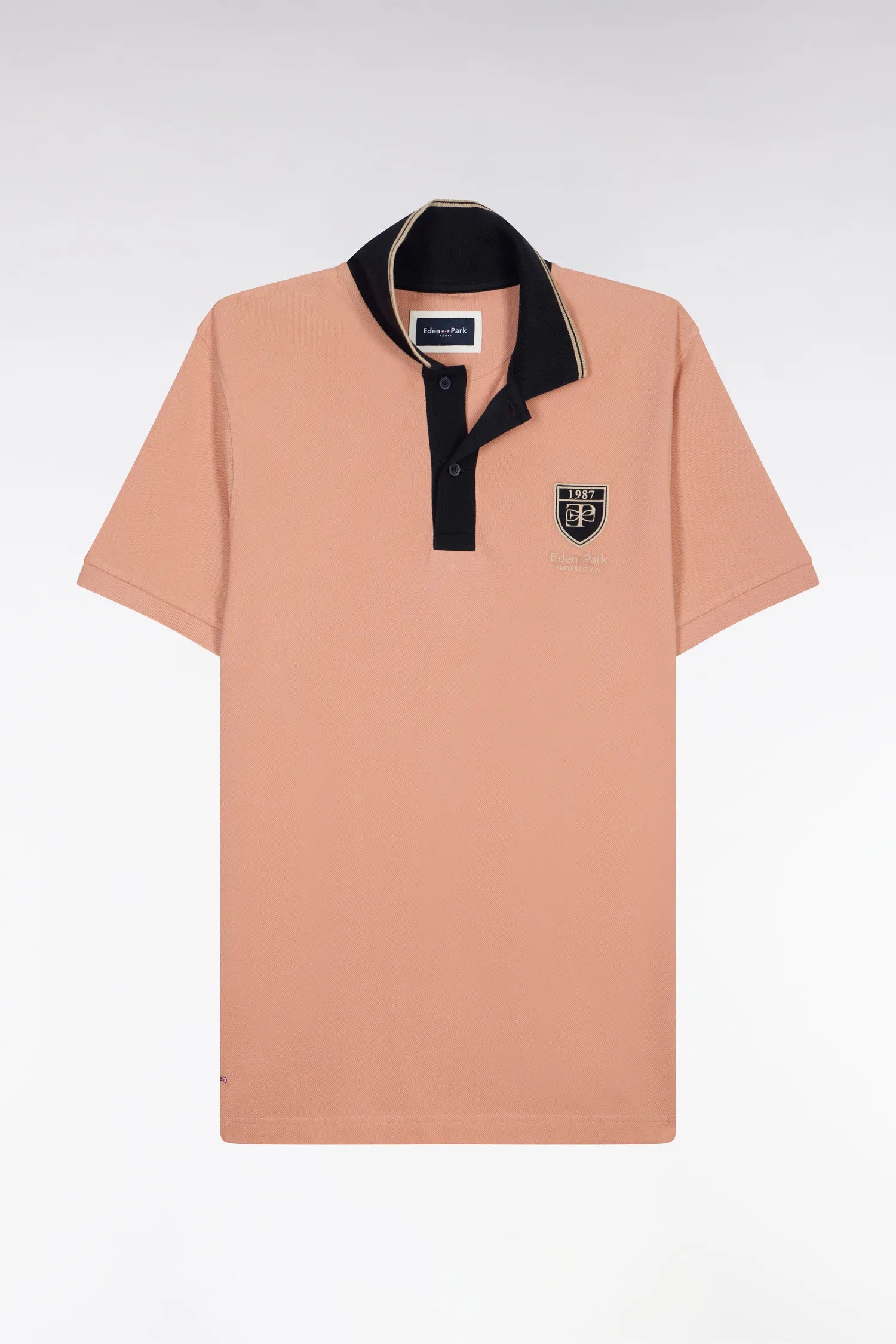 Eden Park 0 Men Short-Sleeved Polo Shirt in Salmon Cotton PiquŽ with Ep Logo SKU: E26MAIPC0040_MAM35 Image 05