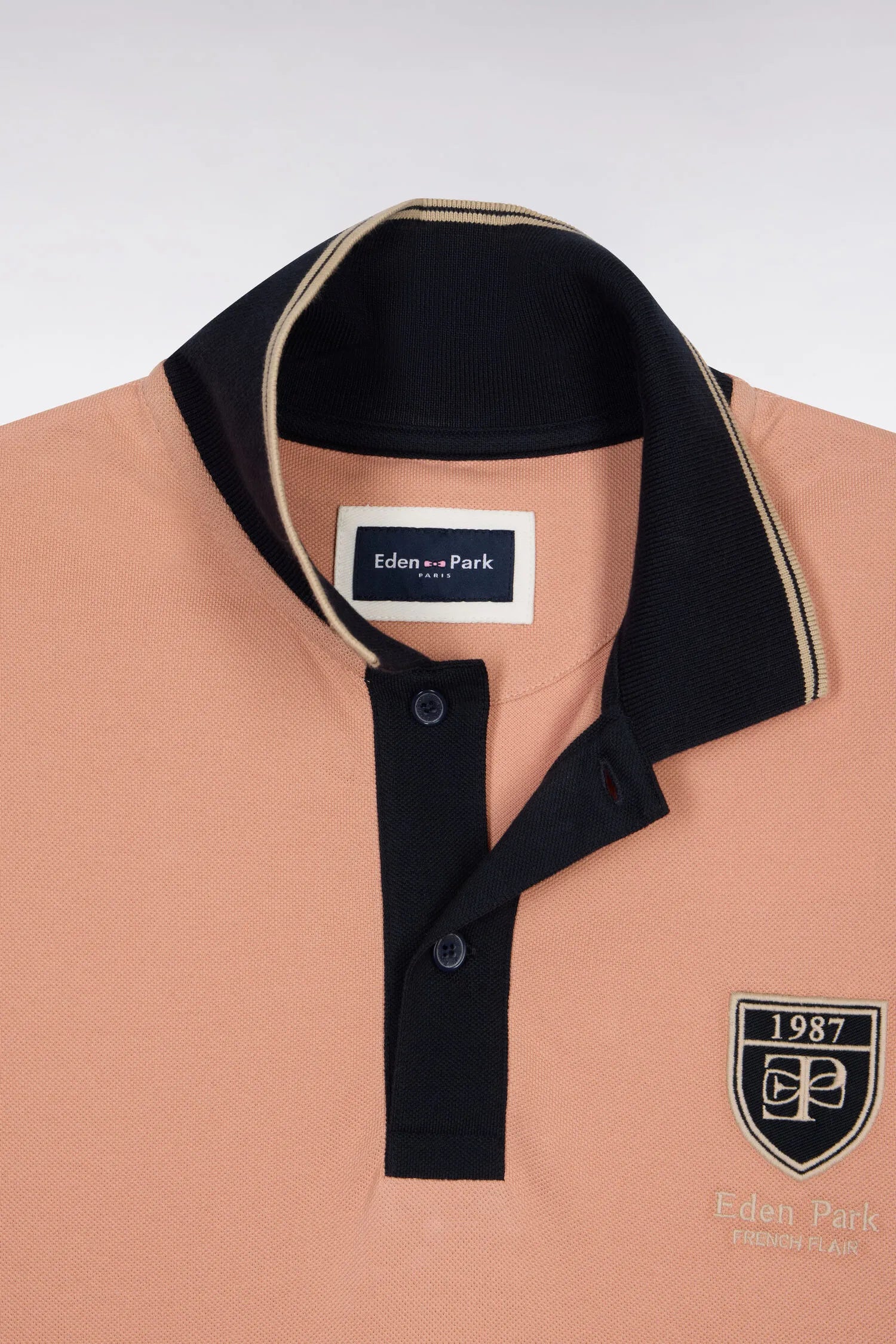 Eden Park 0 Men Short-Sleeved Polo Shirt in Salmon Cotton PiquŽ with Ep Logo SKU: E26MAIPC0040_MAM35 Image 06