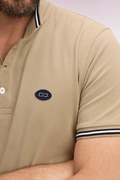 Eden Park Beige Men Short-Sleeved Polo Shirt in Beige Cotton SKU: E26MAIPC0042_BEM30 Image 04