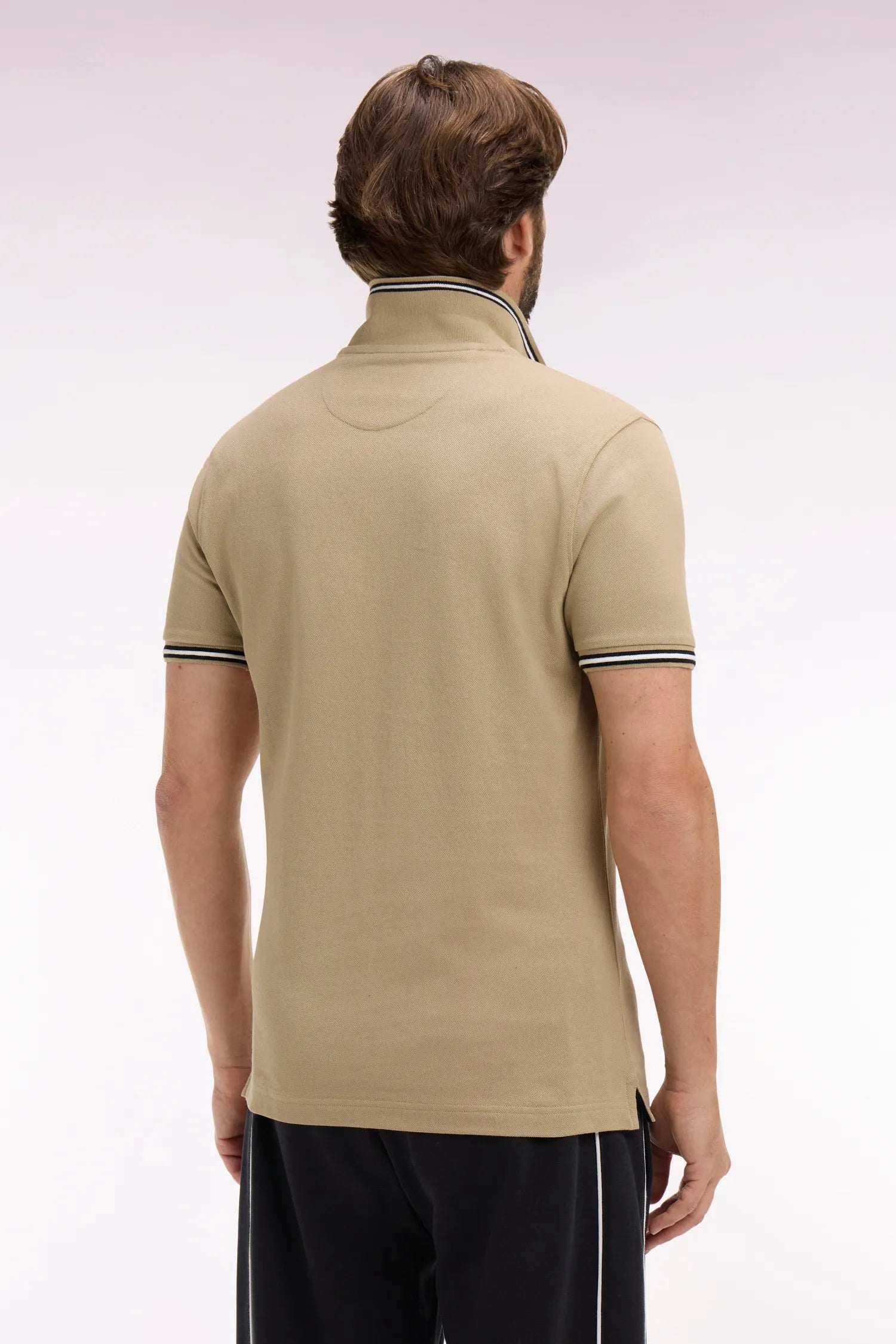 Eden Park Beige Men Short-Sleeved Polo Shirt in Beige Cotton SKU: E26MAIPC0042_BEM30 Image 05