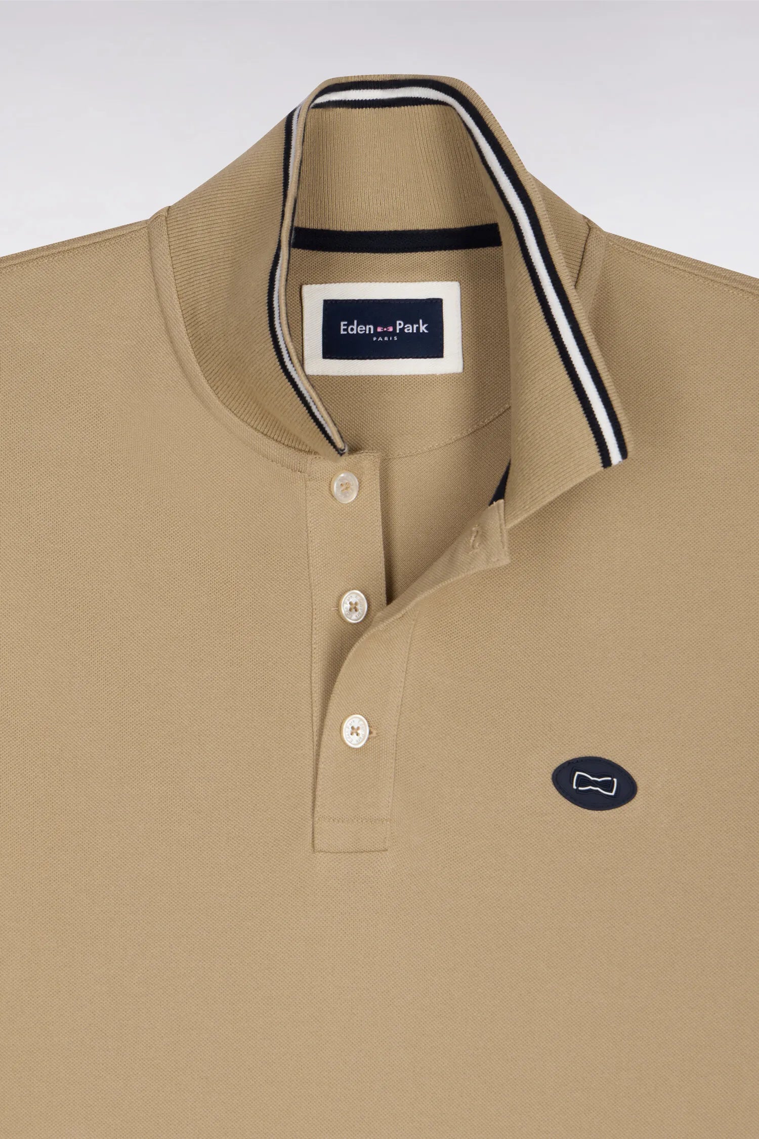 Eden Park Beige Men Short-Sleeved Polo Shirt in Beige Cotton SKU: E26MAIPC0042_BEM30 Image 06