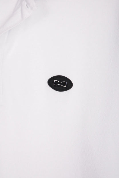 Eden Park White Men Short-Sleeved Polo Shirt in White Cotton Pique with Navy Details SKU: E26MAIPC0045_BC Image 06