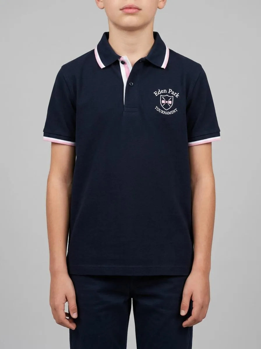 Eden Park 0 Boys Short-Sleeved Polo Shirt in Navy Cotton Jersey SKU: E26MAIPC0047_BLF Image 00