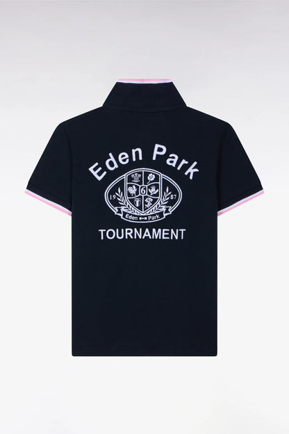 Eden Park 0 Boys Short-Sleeved Polo Shirt in Navy Cotton Jersey SKU: E26MAIPC0047_BLF Image 01