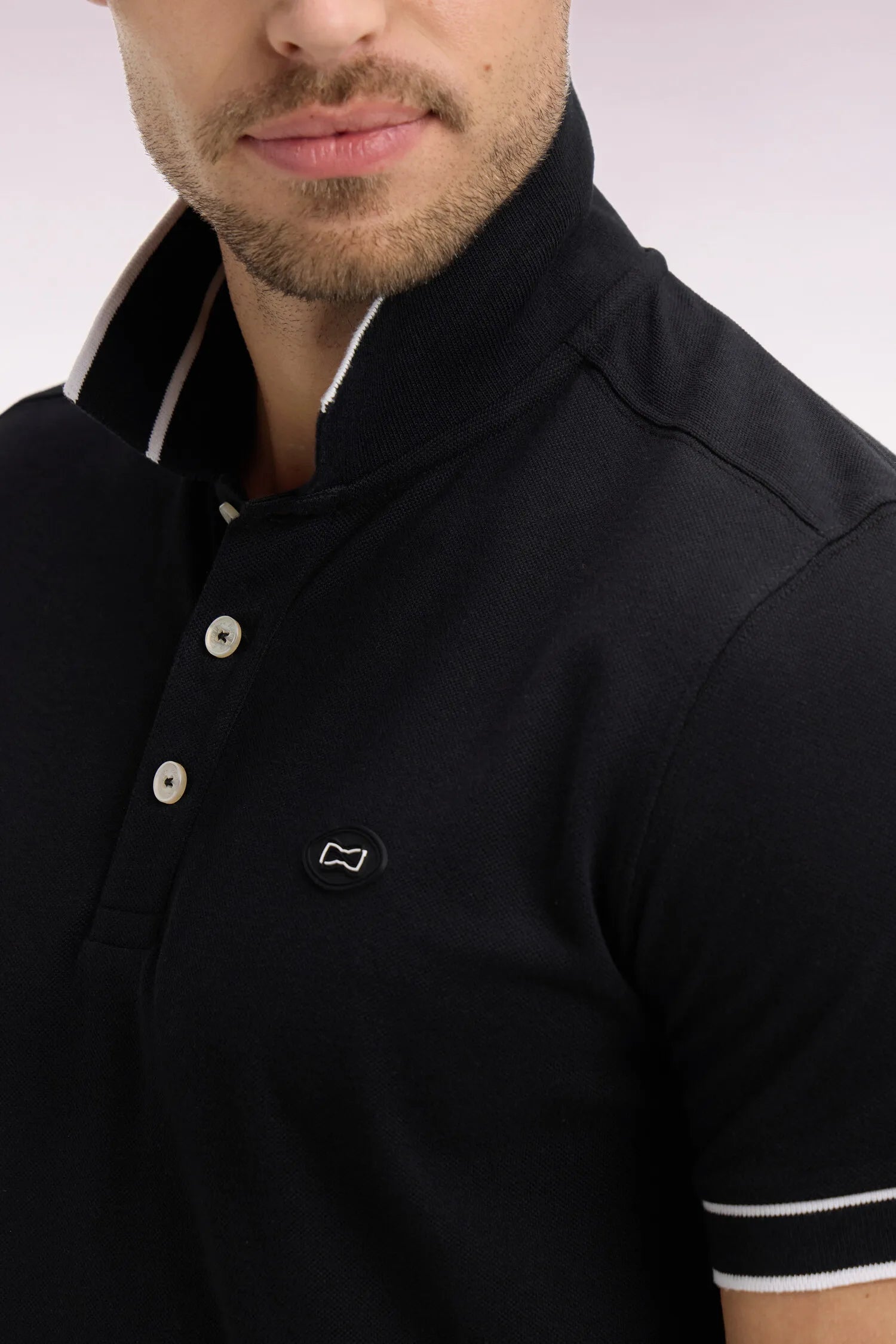 Eden Park 0 Men Short-Sleeved Polo Shirt in Black Cotton PiquŽ SKU: E26MAIPC0049_NO Image 03
