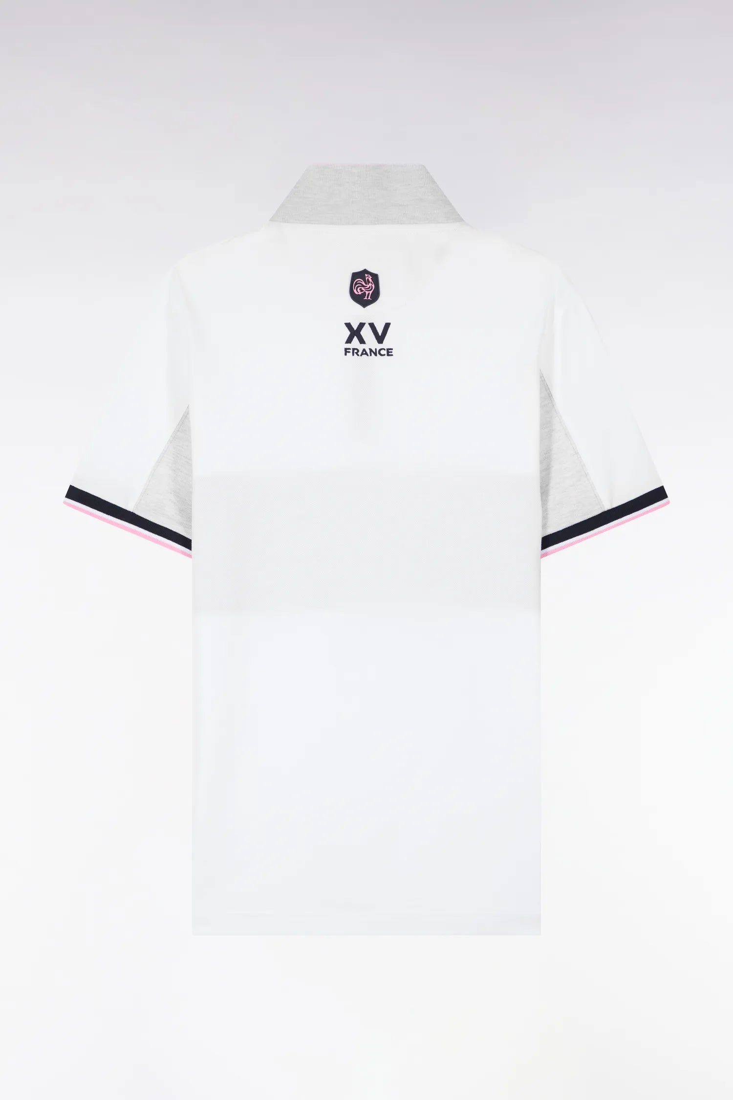 Eden Park 0 Men Short-Sleeved French National Rugby Team Polo Shirt in White Cotton PiquŽ with Navy Blue Trim SKU: E26MAIPC0054_BC Image 05