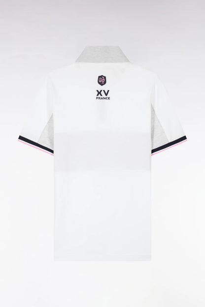 Eden Park 0 Men Short-Sleeved French National Rugby Team Polo Shirt in White Cotton PiquŽ with Navy Blue Trim SKU: E26MAIPC0054_BC Image 05